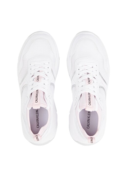 Calvin Klein YW0YW00090YAF Gümüş Şeritli Beyaz Kadın Sneaker 4
