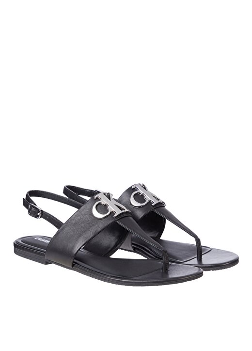 Calvin Klein YW0YW00145BDS Baskılı Siyah Kadın Parmak Arası Sandalet 1