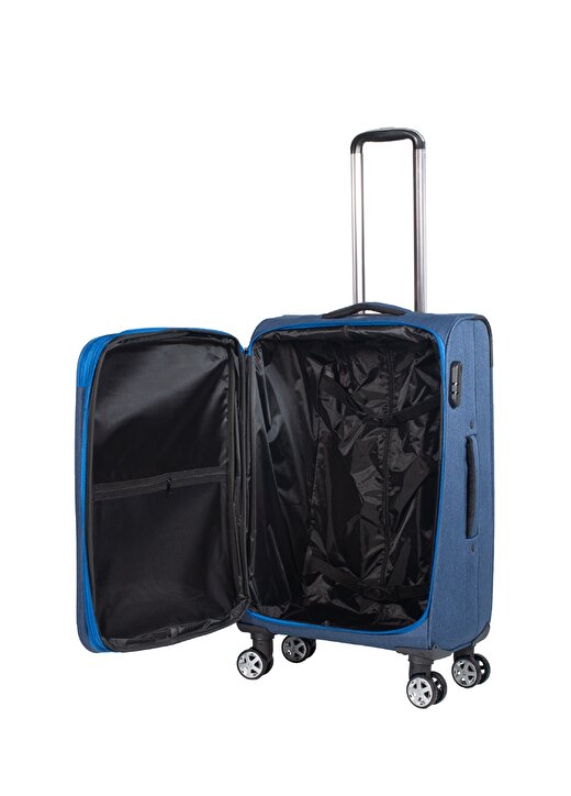 Nasa U.S Nova Tekerli Kabin Boy Mavi Çekçekli Kumaş Valiz 3