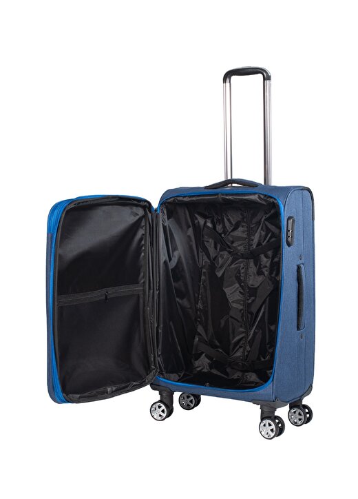 Nasa U.S Nova Büyük Boy Mavi Çekçekli Kumaş Valiz 3