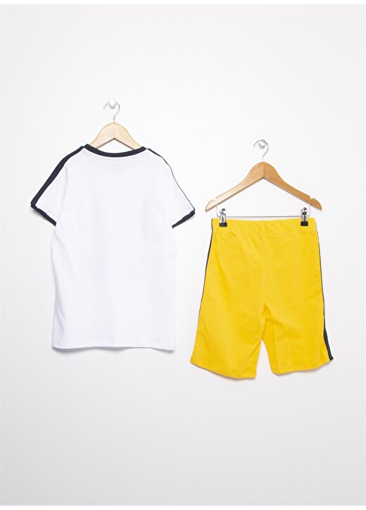 Limon Beyaz Erkek Çocuk Bisiklet Yaka Desenli Pijama Takımı PJM01 2