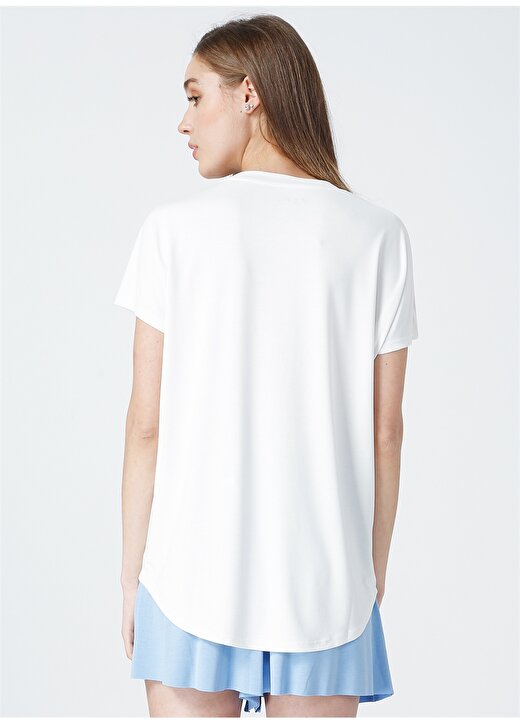 Aoropostale Y-Pecih Yuvarlak Yaka Kısa Kollu Bol Kesim Beyaz Kadın T-Shirt 4