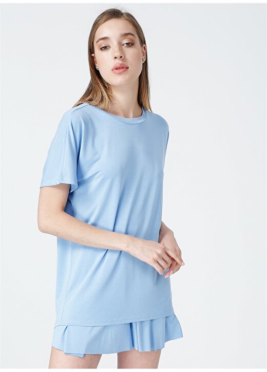Aeropostale Y-Longue Kısa Kollu Mavi Kadın T-Shirt 3