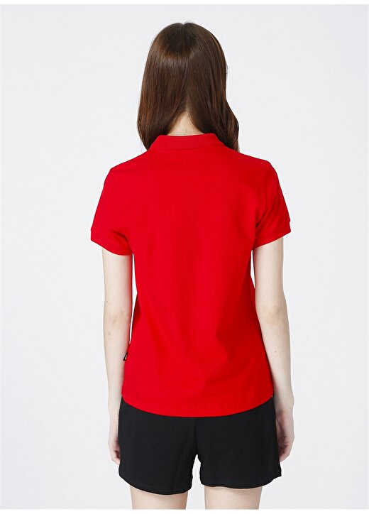Bad Bear Polo Yaka Kısa Kollu Logo Baskılı Regular Fit Düğmeli Açık Kırmızı Kadın T-Shirt 3