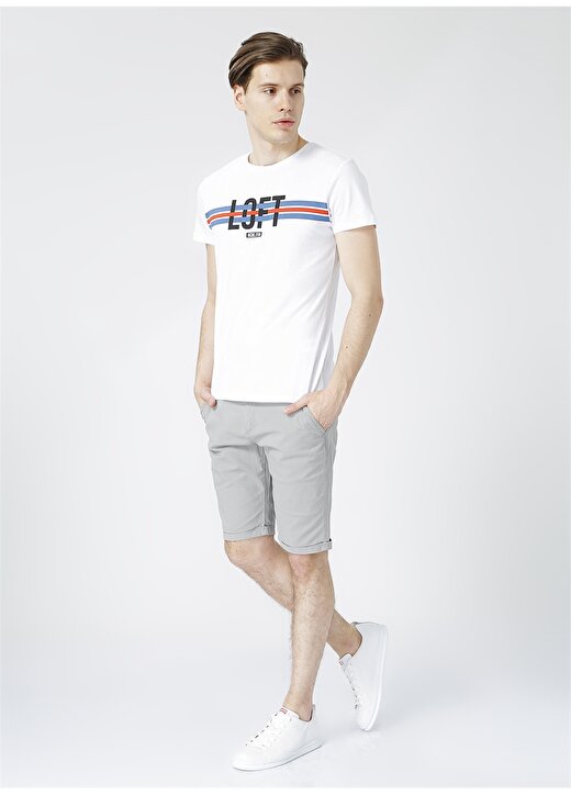 Loft Erkek Beyaz Bisiklet Yaka T-Shirt 2