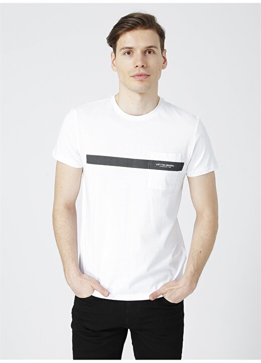 Loft Erkek Beyaz Bisiklet Yaka T-Shirt 1
