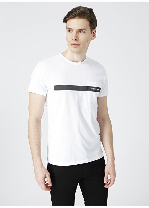 Loft Erkek Beyaz Bisiklet Yaka T-Shirt 3