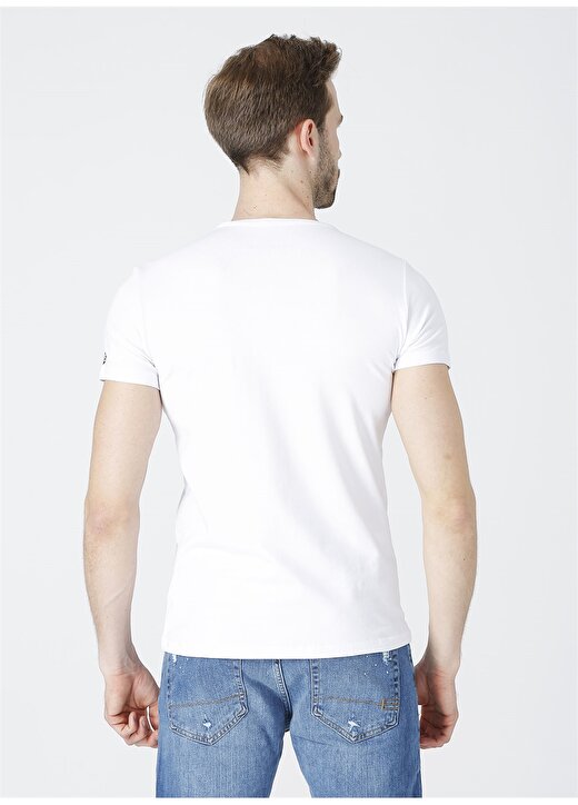 Loft Bisiklet Yaka Kısa Kollu Slim Fit Beyaz Erkek T-Shirt 3