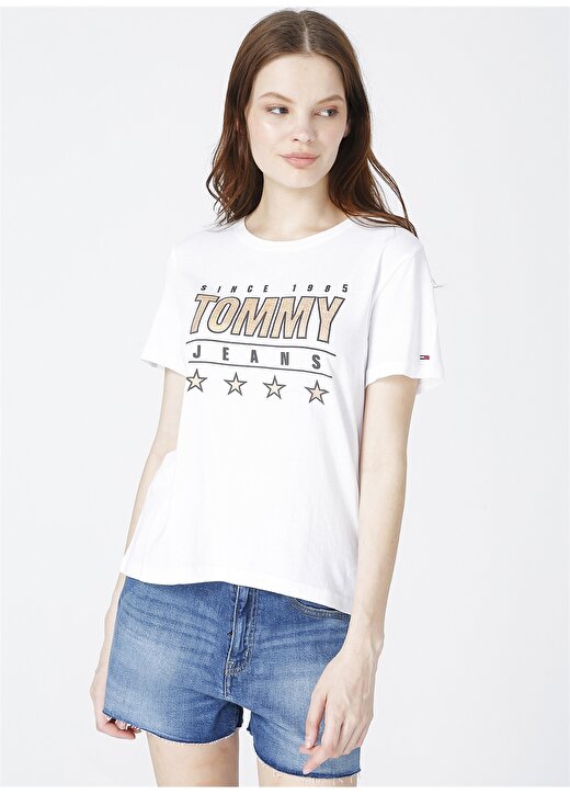 Tommy Jeans Slim Fit Beyaz Kadın T-Shirt 2