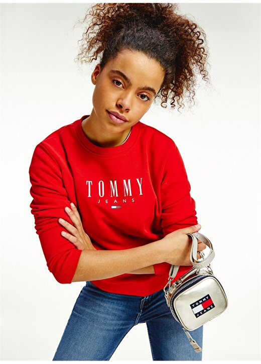 Tommy Jeans Kadın Kırmızı Sweatshırt 2