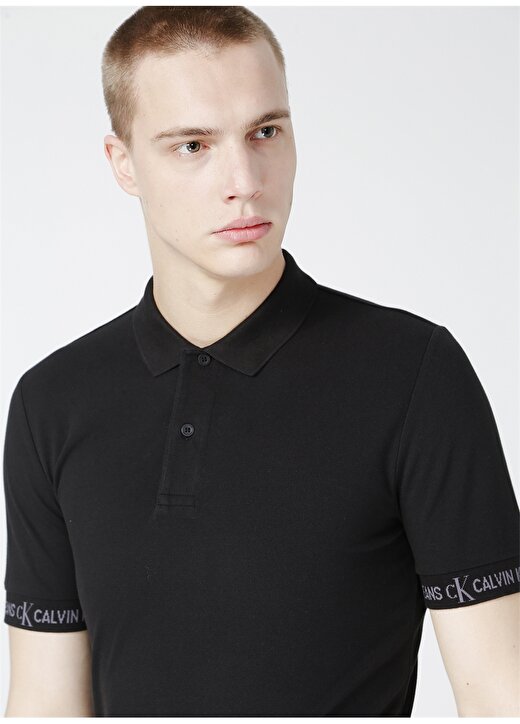 Calvin Klein Jeans Polo Regular Fit Düz Erkek Siyah Polo T-Shirt J30J317283-BEH LOGO JACQUARD POLO 2