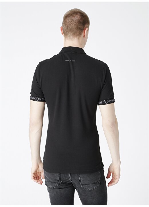 Calvin Klein Jeans Polo Regular Fit Düz Erkek Siyah Polo T-Shirt J30J317283-BEH LOGO JACQUARD POLO 3
