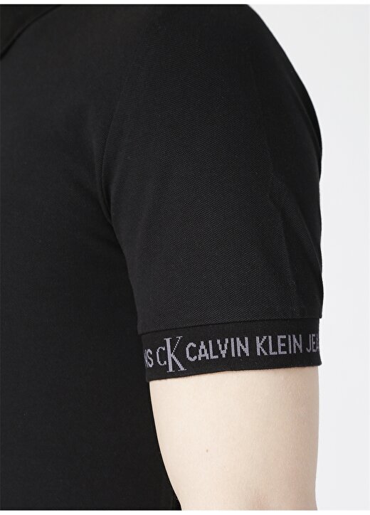 Calvin Klein Jeans Polo Regular Fit Düz Erkek Siyah Polo T-Shirt J30J317283-BEH LOGO JACQUARD POLO 4