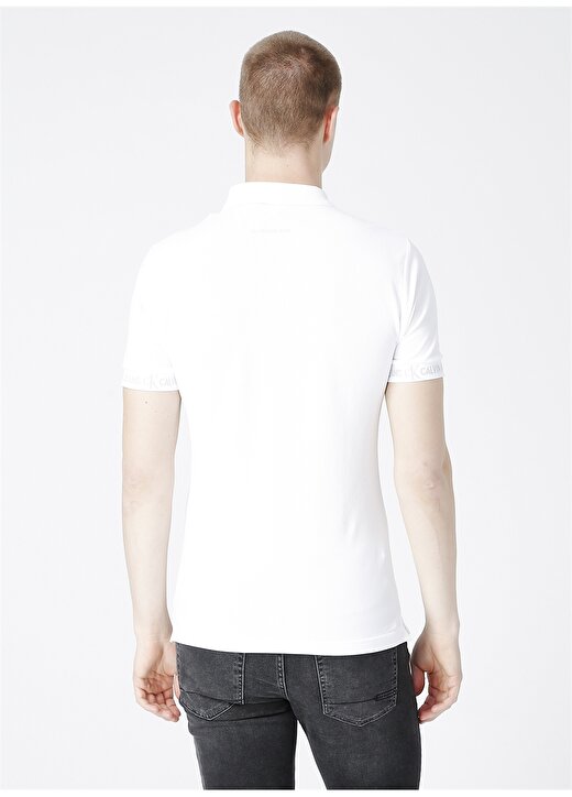Calvin Klein Jeans Polo Regular Fit Düz Erkek Beyaz Polo T-Shirt J30J317283-YAF LOGO JACQUARD POLO 3