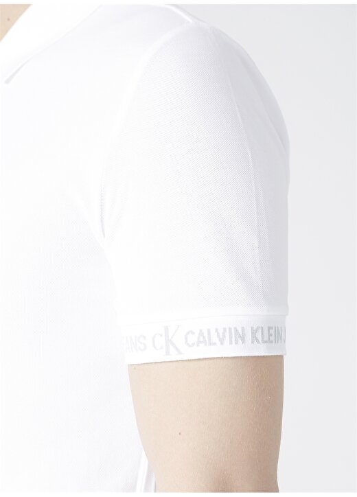 Calvin Klein Jeans Polo Regular Fit Düz Erkek Beyaz Polo T-Shirt J30J317283-YAF LOGO JACQUARD POLO 4