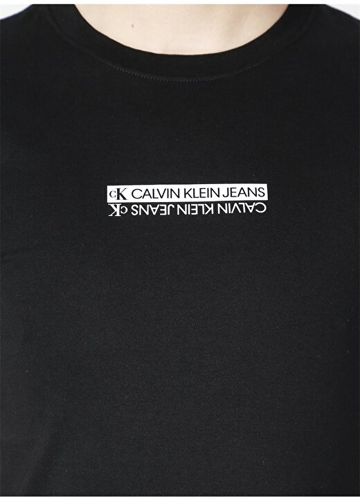 Calvin Klein Jeans Bisiklet Dar Baskılı Erkek Siyah T-Shirt J30J317063-BEH MIRROR LOGO SLIM T 4