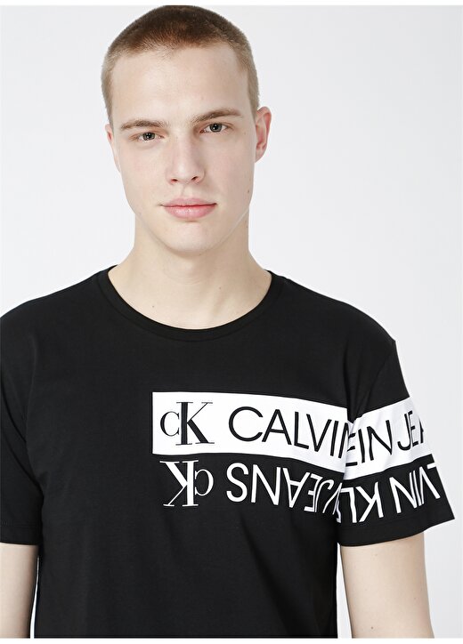 Calvin Klein Jeans Bisiklet Regular Fit Baskılı Erkek Siyah T-Shirt J30J317086 BEH MIRROR LOGO TEE 2