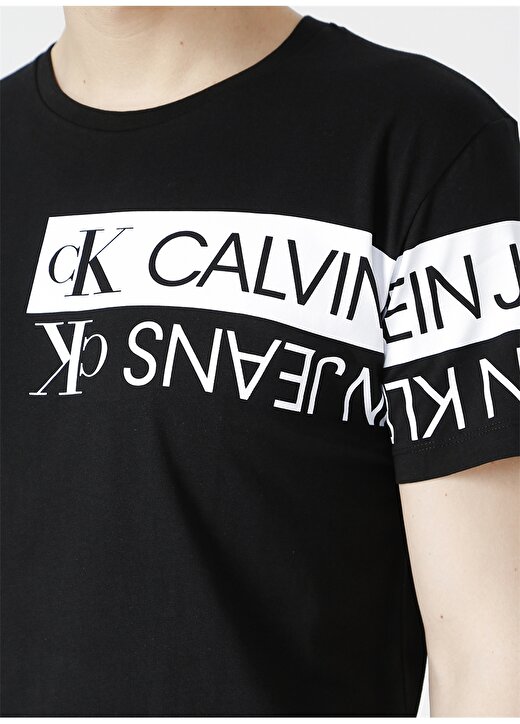Calvin Klein Jeans Bisiklet Regular Fit Baskılı Erkek Siyah T-Shirt J30J317086 BEH MIRROR LOGO TEE 4