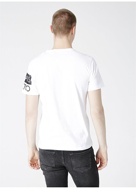 Calvin Klein Jeans Bisiklet Regular Fit Baskılı Erkek Beyaz T-Shirt J30J317086 YAF MIRROR LOGO TEE 3