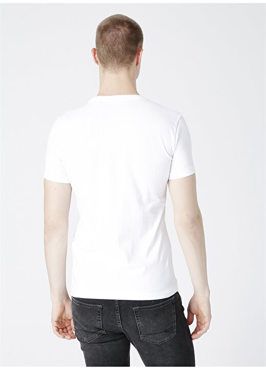 Calvin Klein Jeans Bisiklet Dar Düz Erkek Beyaz T-Shirt J30J317063-YAF MIRROR LOGO SLIM T 3