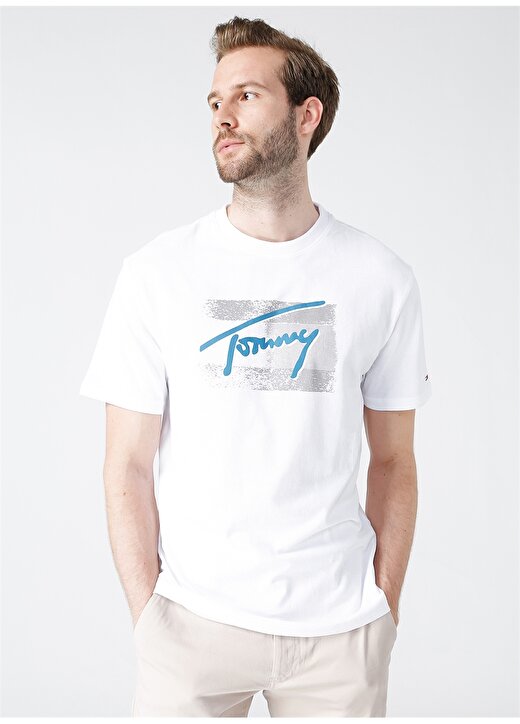 Tommy Jeans Bisiklet Beyazbaskılı Erkek T-Shirt 2