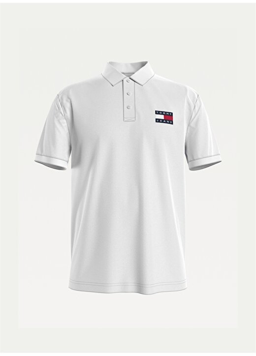 Tommy Jeans Pike Beyaz Erkek Polo T-Shirt DM0DM10327-YBR TOMMY BADGE LW POLO 1