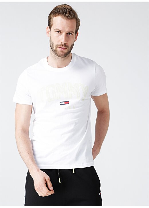 Tommy Jeans Bisiklet Beyaz Baskılı Erkek T-Shirt 3