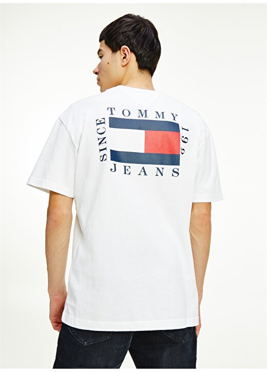 Tommy Jeans Erkek Beyaz T-Shirt 4