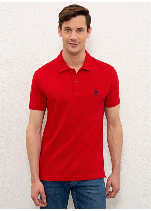 U.S. Polo Assn. Polo Yaka Düz Kırmızı Erkek Polo T-Shirt TP04IY021 1