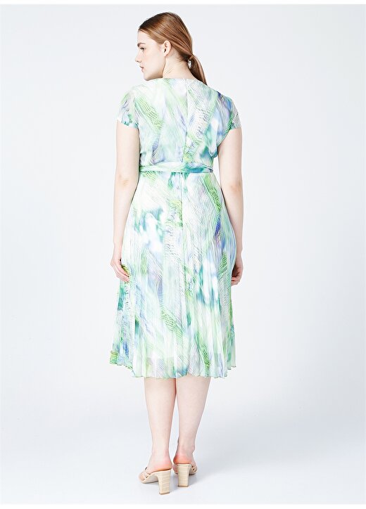 Selen Kruvaze Yaka Emprime Yeşil Kadın Elbise 4