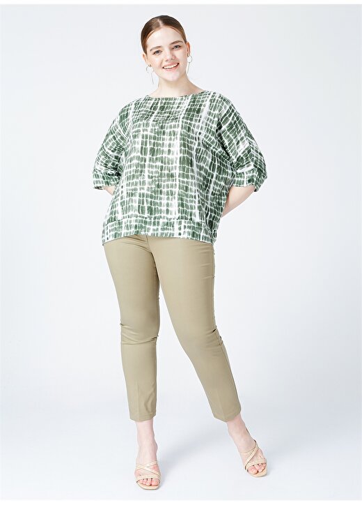 Selen Kadın Yeşil Desenli Bluz 2