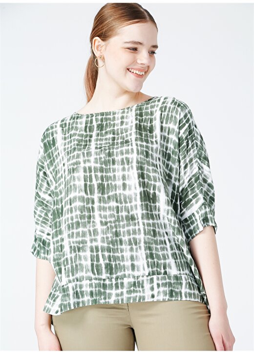 Selen Kadın Yeşil Desenli Bluz 3
