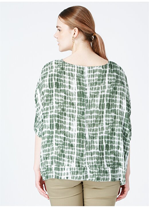 Selen Kadın Yeşil Desenli Bluz 4