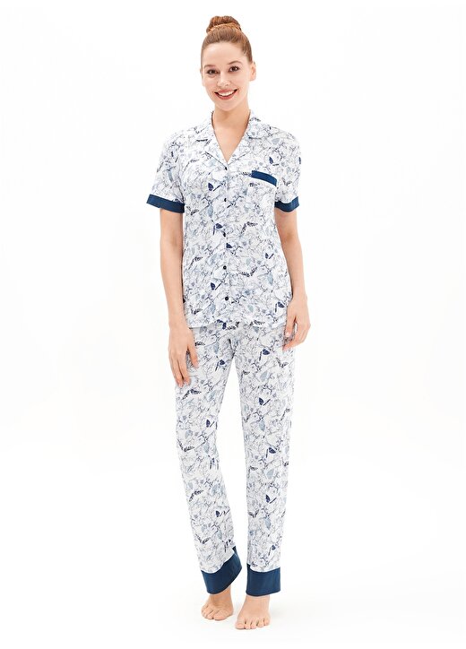 Blackspade 50516 Gömlek Yaka Kısa Kolludesenli Çok Renkli Kadın Pijama Takımı 1