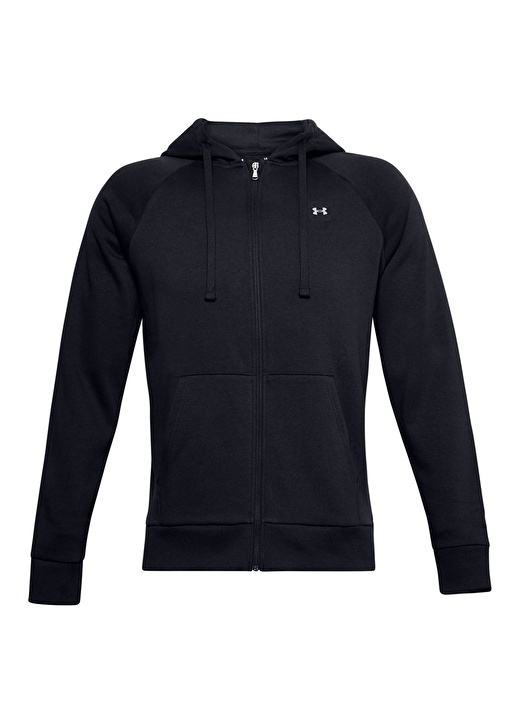 Under Armour Siyah - Beyaz Erkek Kapüşonlu Zip Ceket 1357111-UA Rival Fleece FZ Hoodie 1