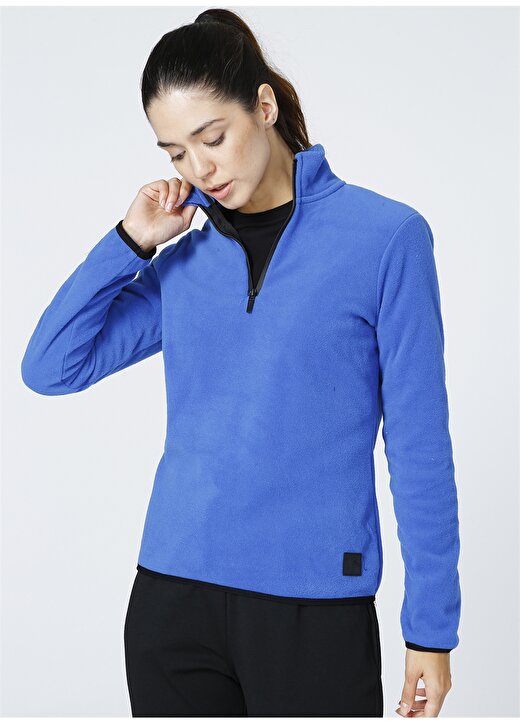 Fabrika Sports S-Polpol Fermuarlı Bato Yaka Basic Mavi Kadın Sweatshirt 3