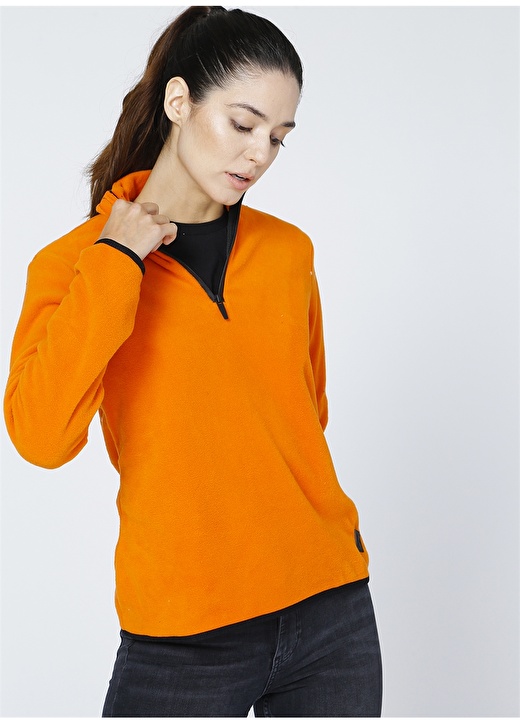 Fabrika Sports S-Polpol Fermuarlı Bato Yaka Basic Turuncu Kadın Sweatshirt 1