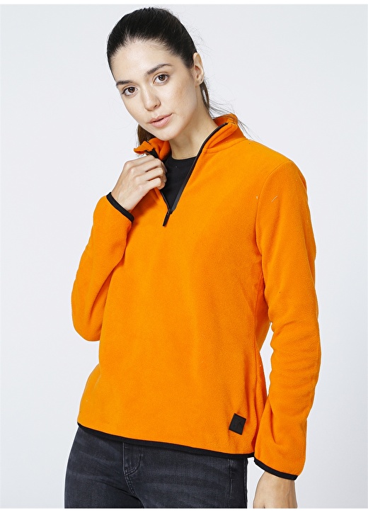 Fabrika Sports S-Polpol Fermuarlı Bato Yaka Basic Turuncu Kadın Sweatshirt 3