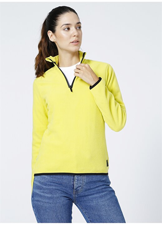Fabrika Sports S-Polpol Fermuarlı Bato Yaka Basic Sarı Kadın Sweatshirt 2
