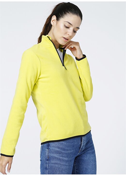 Fabrika Sports S-Polpol Fermuarlı Bato Yaka Basic Sarı Kadın Sweatshirt 3