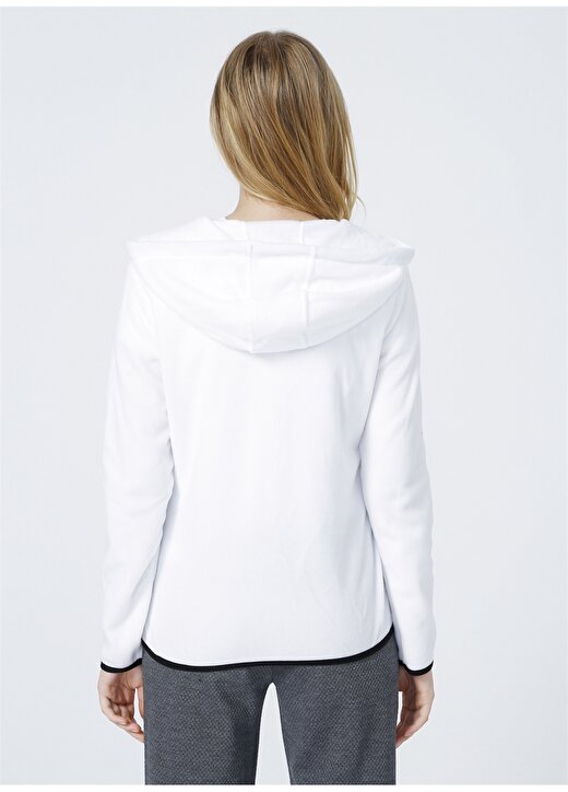 Fabrika Sports Kapüşonlu Basic Beyaz Kadın Fermuarlı Sweatshirt 4