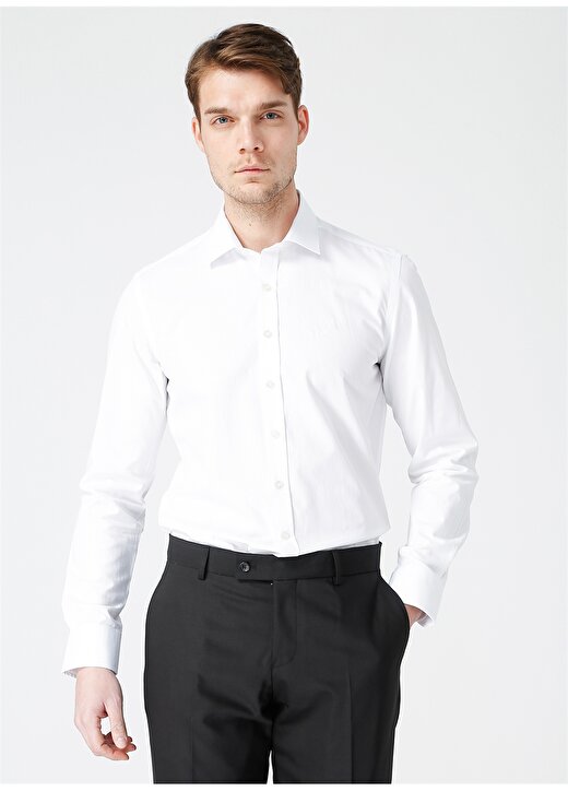 Beymen Business 4B2021200019 Klasik Yaka Slim Fit Beyaz Erkek Gömlek 1