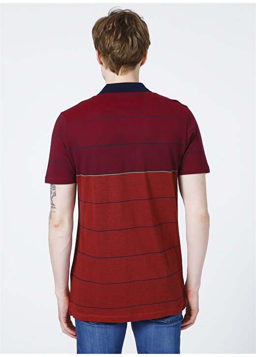 Beymen Business Bordo - Kırmızı Polo Yaka Çizgili T-Shirt 4