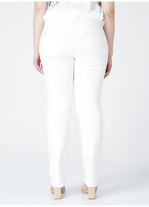 Ekol 21Y.EKL.PNT.02262.1 Yüksek Bel Darpaça Beyaz Kadın Pantolon 4