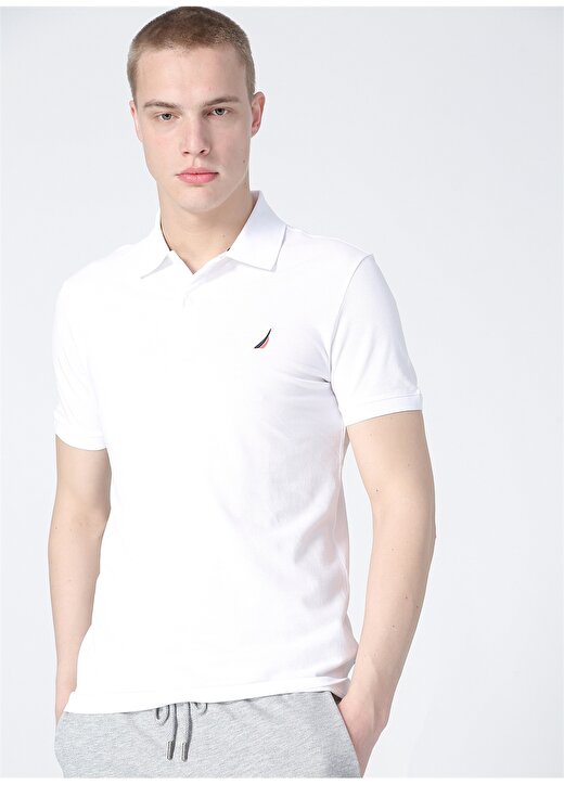 Nautica Erkek Beyaz Polo Yaka T-Shirt 2