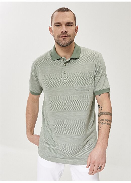 Altınyıldız Classic 4A4821200014 Desenli Slim Fit Polo Yakalı Yeşil Erkek T-Shirt 1
