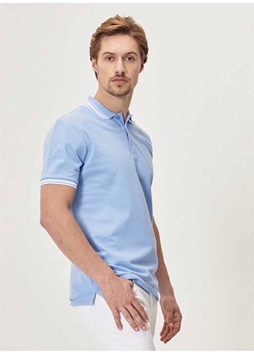 Altınyıldız Classics Polo Yaka Düz Açık Mavi Erkek T-Shirt 4A4821200055 3