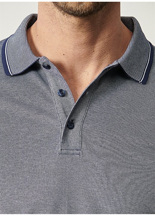 Altınyıldız Classic 4A4821200007 Düz Slim Fit Polo Yakalı Mavi Erkek T-Shirt 4