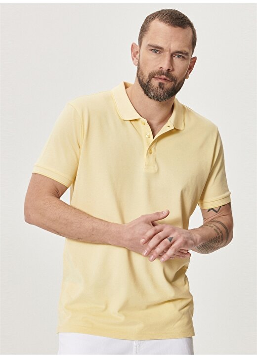 Altınyıldız Classics Polo Yaka Düz Sarı - Beyaz Erkek Polo T-Shirt 4A4820200047 3