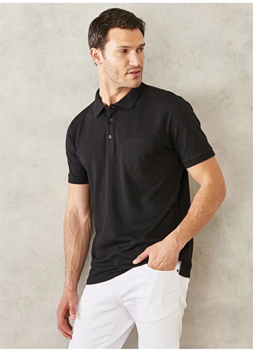 Altınyıldız Classics Polo Yaka Düz Siyah Melanj Erkek Polo T-Shirt 4A4820200004 4